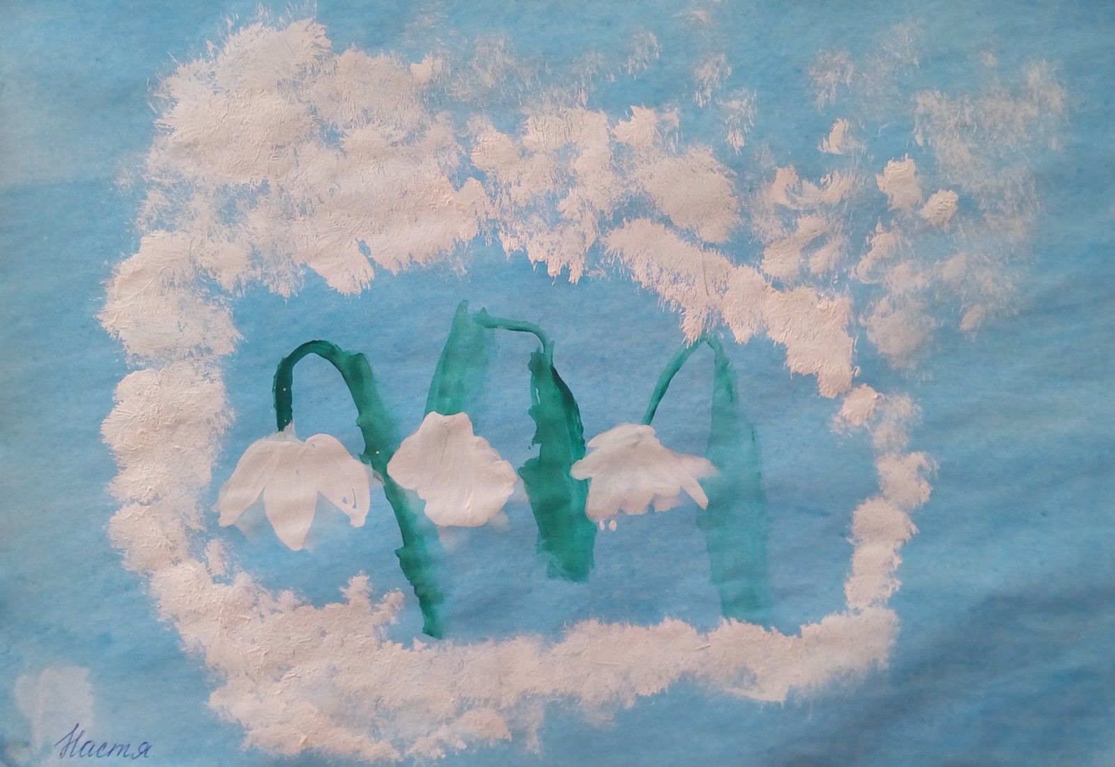 Зима метель подснежники рисунок гуашью