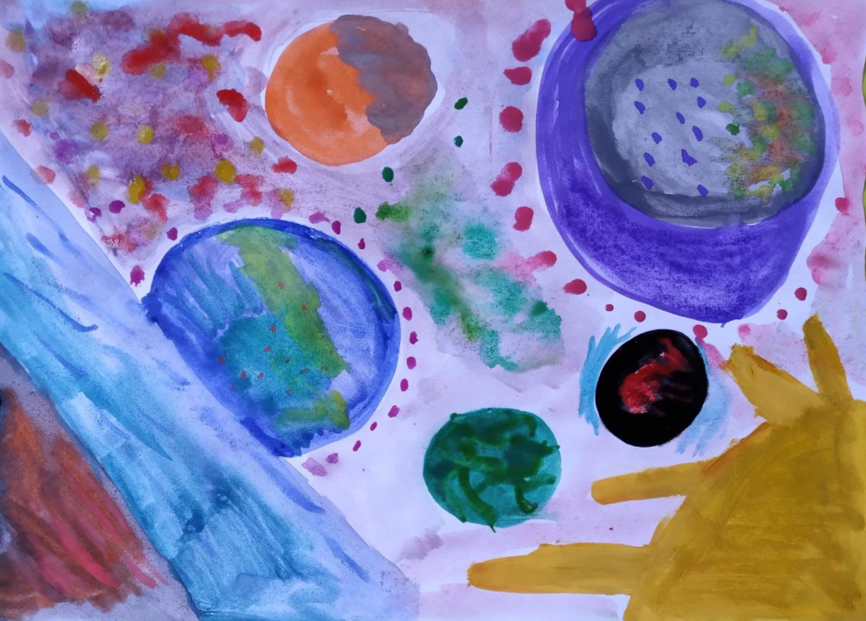 Рисуем космос с детьми 5 6. Космос рисунок. Рисование космос. Рисунок на тему космос. Детские рисунки про космос.